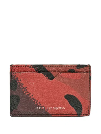Pre-owned Alexander Mcqueen Skeleton-print Leather Cardholder