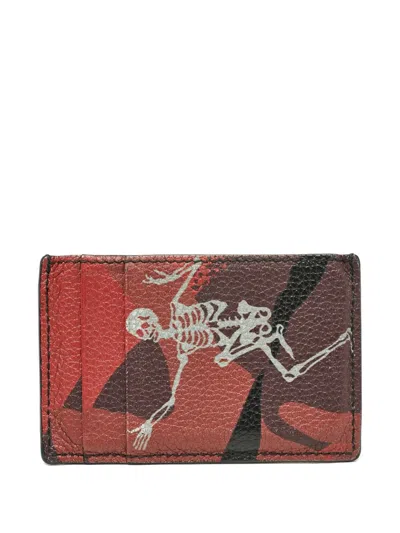 Pre-owned Alexander Mcqueen Skeleton-print Leather Cardholder