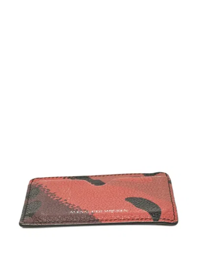 Pre-owned Alexander Mcqueen Skeleton-print Leather Cardholder
