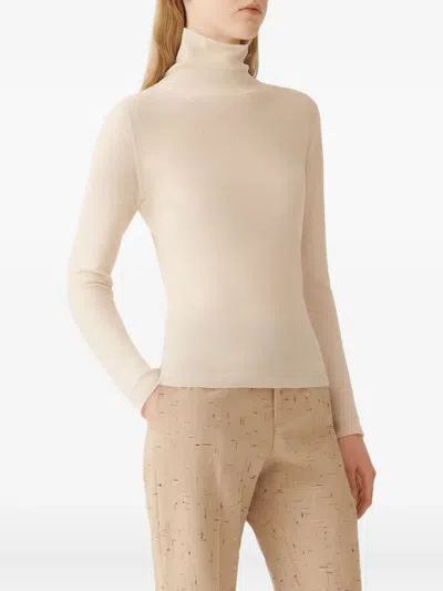 Fabiana Filippi Sequin Embellishment Wool Turtleneck Sweater In Pink