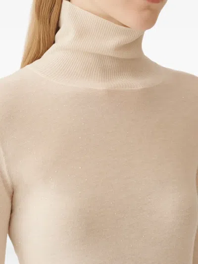 Fabiana Filippi Sequin Embellishment Wool Turtleneck Sweater In Pink