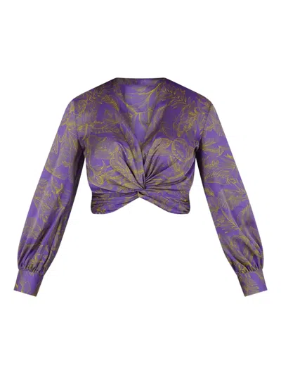 Simona Corsellini Floral-print Twist-front Top In Multi