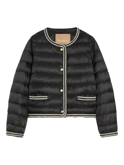 Max Mara Water-repellent Canvas Crew-neck Jacket In Black