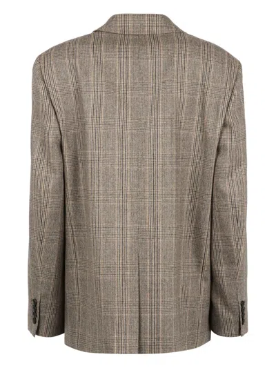 Nili Lotan Diane Plaid Wool Blend Jacket In Brown