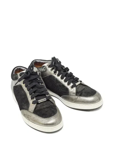 Pre-owned Jimmy Choo Glitter Leather Sneakers