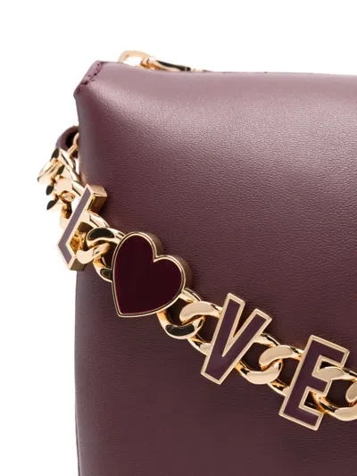 Love Moschino Structured Shoulder Bag With Playful Gold-tone Chain In Purple
