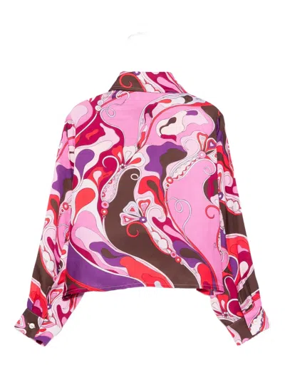 Pucci Junior Printed Shirt In Burgundy