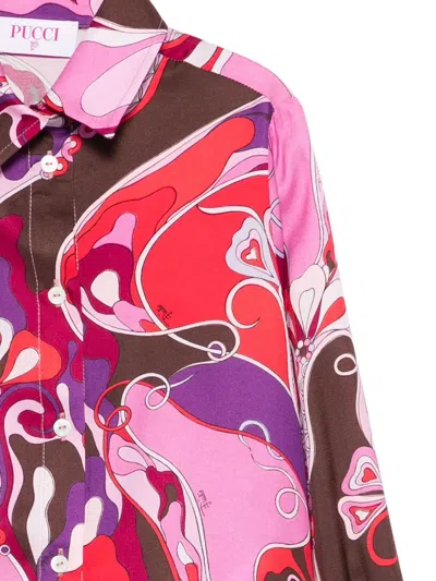 Pucci Junior Printed Shirt In Burgundy
