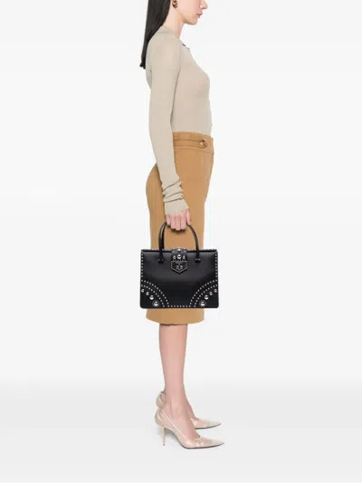 Pre-owned Prada 2010-2025 Studded Saffiano Handbag