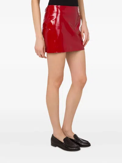 Moschino Skirt With Button Accents And High-shine Finish In Red