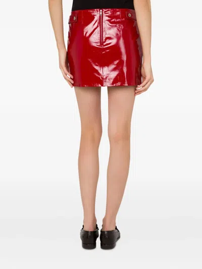 Moschino Skirt With Button Accents And High-shine Finish In Red