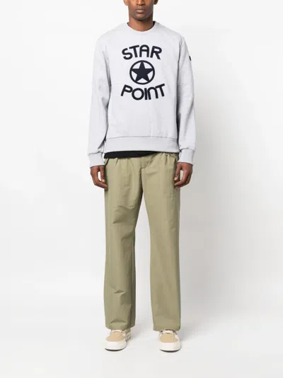 Star Point Logo-print Crew-neck Sweatshirt In White