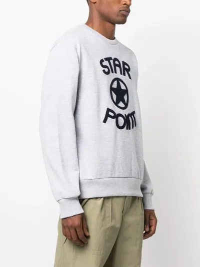 Star Point Logo-print Crew-neck Sweatshirt In White