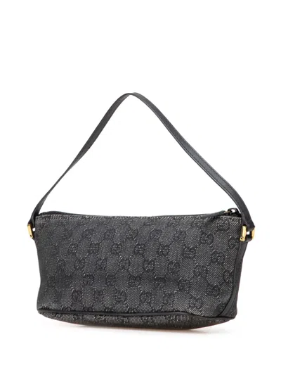 Pre-owned Gucci 2000-2015 Gg Denim Boat Shoulder Bag