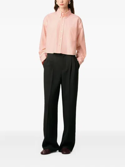 Ami Alexandre Mattiussi Pink Cotton Ami De Coeur Cropped Oversized Shirt Pink In Pink
