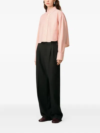Ami Alexandre Mattiussi Pink Cotton Ami De Coeur Cropped Oversized Shirt Pink In Pink