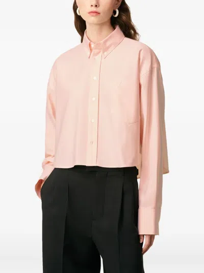 Ami Alexandre Mattiussi Pink Cotton Ami De Coeur Cropped Oversized Shirt Pink In Pink