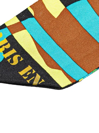 Pre-owned Hermes 2000-2025 Ex Libris En Camouflage Silk Twilly Scarf Scarves