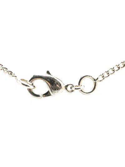 Pre-owned Chanel 2009 Palladium Plated Rhinestone Cc Pendant Necklace Costume Necklace