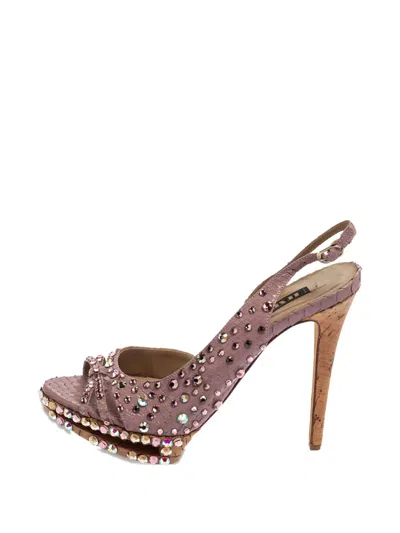 Pre-owned Le Silla 125mm Crystal-embellished Slingback Sandals