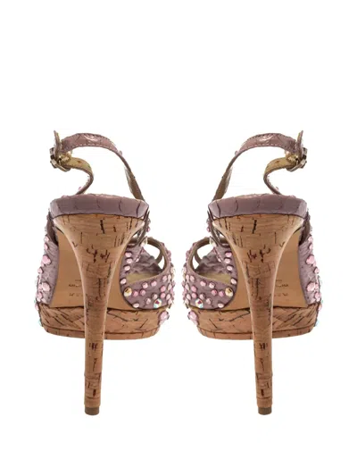 Pre-owned Le Silla 125mm Crystal-embellished Slingback Sandals