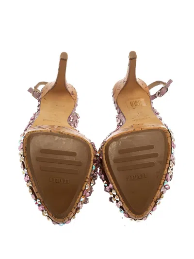 Pre-owned Le Silla 125mm Crystal-embellished Slingback Sandals