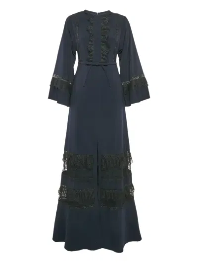 Pre-owned Self-portrait Lace-trim Bell Sleeves Maxi Dress