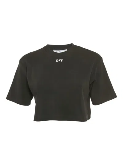 Pre-owned Off-white Ribbed-knit Crop Top