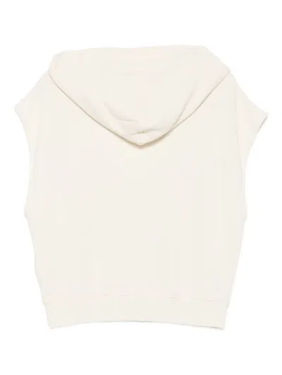 Ba&sh Logo-print Sleeveless Hoodie In White