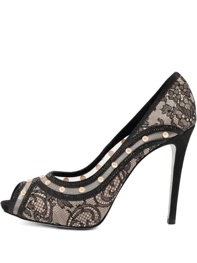 Pre-owned René Caovilla 120mm Lace Faux-pearl Pumps