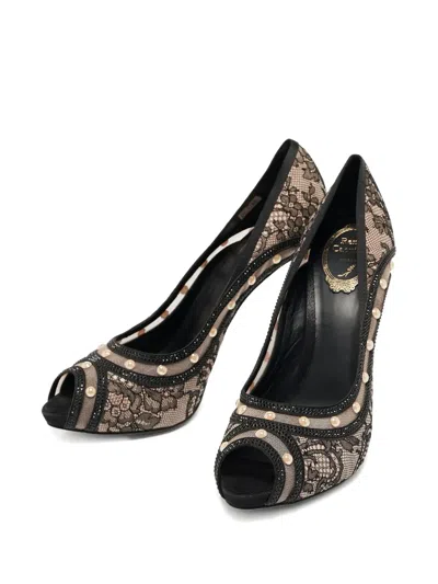 Pre-owned René Caovilla 120mm Lace Faux-pearl Pumps