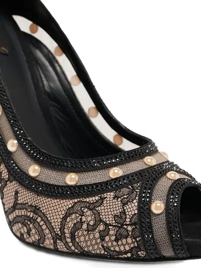 Pre-owned René Caovilla 120mm Lace Faux-pearl Pumps