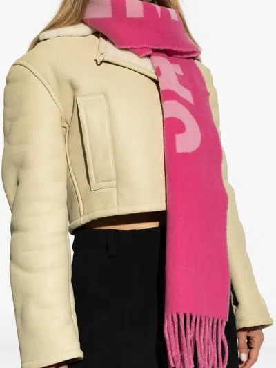 Jacquemus Scarf With Logo And Fringe In Pink