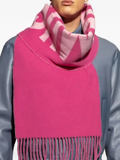 Jacquemus Scarf With Logo And Fringe In Pink