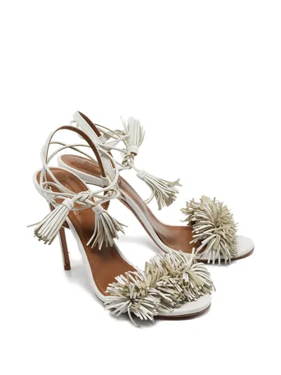 Pre-owned Aquazzura 110mm Wild Thing Tassel Fringe Sandals