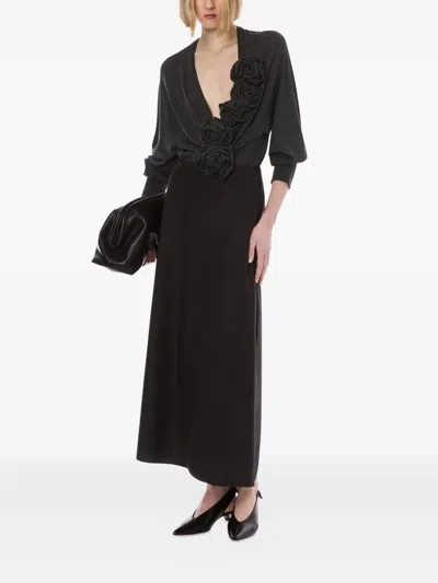 Alberta Ferretti Dark Grey High-waisted Midi Skirt In Gray