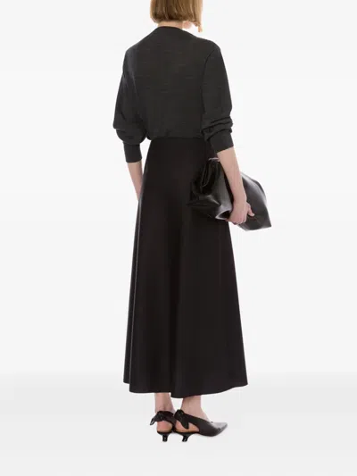 Alberta Ferretti Dark Grey High-waisted Midi Skirt In Gray