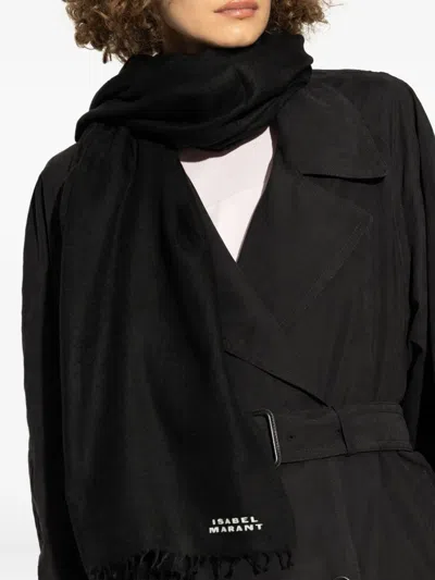 Isabel Marant Frayed-edge Cashmere Scarf In Black