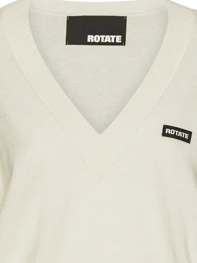 Rotate Birger Christensen Rotate Knit V-neck Sweater In White