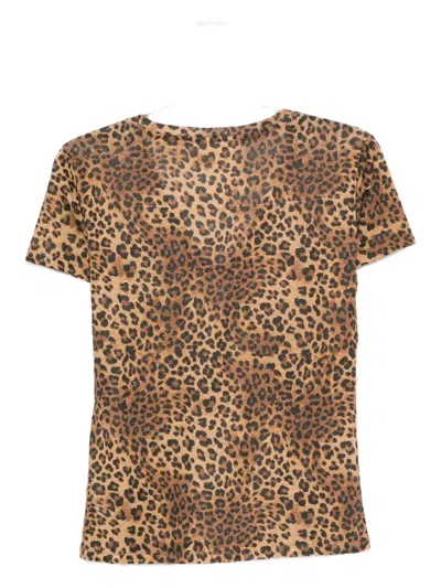 Mc2 Saint Barth Leopard Print V-neck T-shirt In Animal Print