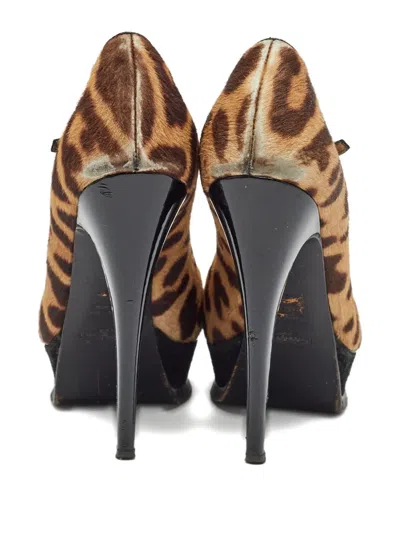 Pre-owned Saint Laurent 130mm Leopard-print Platform Pumps
