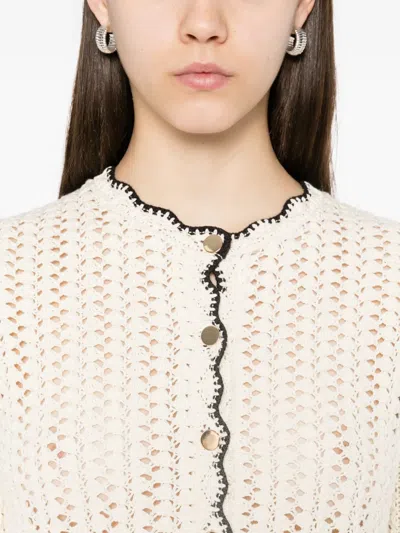 Ba&sh Sheila Scalloped-trims Cardigan In White