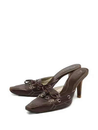 Pre-owned Tod's Vintage 100mm Leather Bow Mules