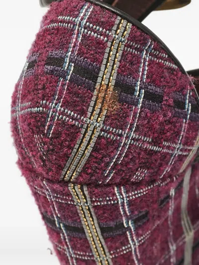 Pre-owned Etro 130mm Plaid Wedge Sandals