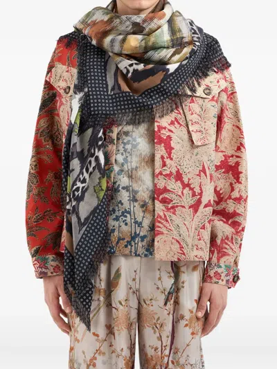 Pierre-louis Mascia Aloeuw Abstract-print Fringed Scarf In Multi