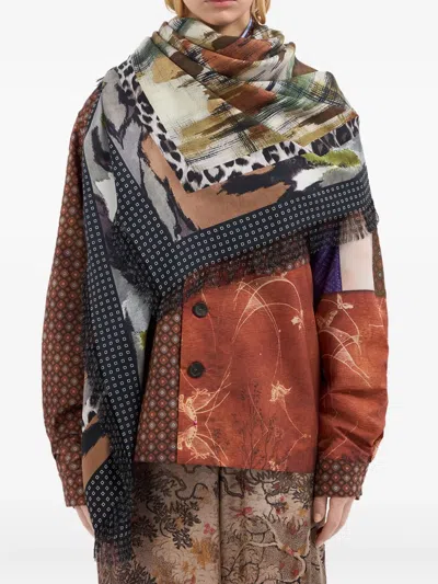 Pierre-louis Mascia Aloeuw Abstract-print Fringed Scarf In Multi