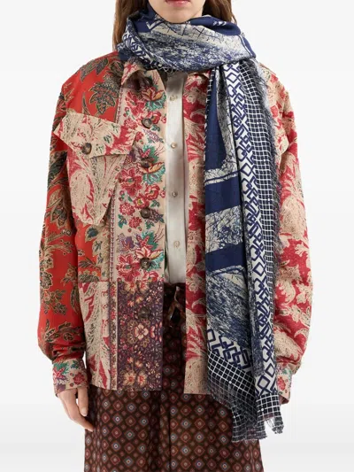 Pierre-louis Mascia Aloeuw Geometric-pattern Fringed Scarf In Multi