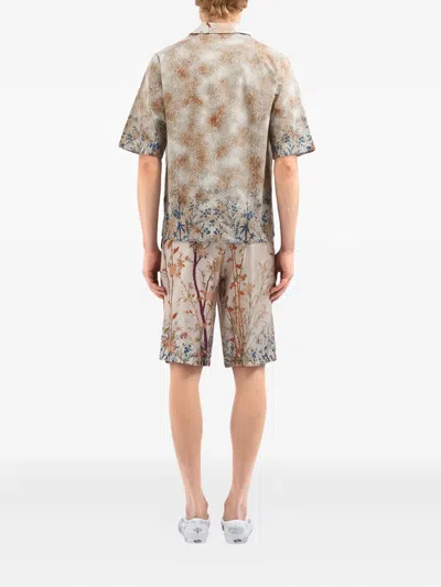 Pierre-louis Mascia Floral-print Wrap Shirt In Neutral