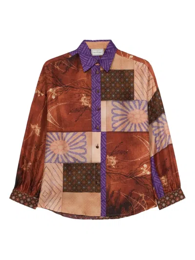 Pierre-louis Mascia Patchwork-print Shirt In Multi