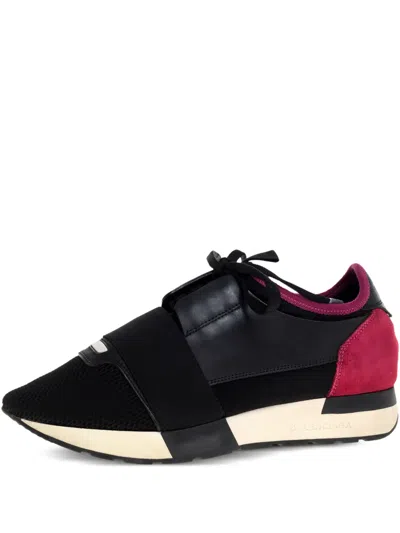 Pre-owned Balenciaga Race Runner Leather-strap Sneakers